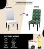 Green Polycotton Printed 14x18 Inches Chair Covers (Pack of 6)