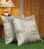 Green Polyester Abstract 16X16 Inches Cushion Covers (Pack of 2)
