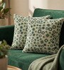 Green Polyester Abstract 18x18 inches Cushion Covers Set of 2