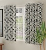 Green Polyester Abstract 5ft Room Darkening Eyelet Window Curtains (2 Pc)