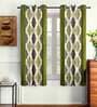 Green Abstract Polyester 5 Ft Semisheer Eyelet Window Curtains (Set of 2)