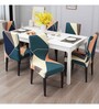 Green Polyester Abstract Stretchable Chair Cover (1Pc)