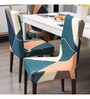 Green Polyester Abstract Stretchable Chair Cover (1Pc)