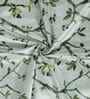 Green Polyester Floral 9ft Blackout Eyelet Door Curtains