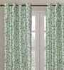 Green Polyester Floral 9ft Blackout Eyelet Door Curtains