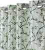 Green Polyester Floral 9ft Blackout Eyelet Door Curtains