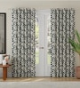 Green Polyester Abstract 9ft Room Darkening Eyelet Long Door Curtains (2 Pc)