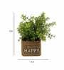 Green Polyester Artificial Bonsai Plant with Brown Resin Pot