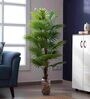 Polyester Green Bottle Fan Without Pot Artificial Plants
