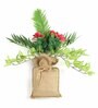 Green Polyester Artificial Bougainvillea Hanging Bonsai Plant With Brown Jute Pot