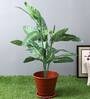Green Polyester Artificial Elephant Ear Plant Without Pot
