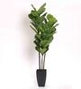 Green Polyester Artificial Fig Plant with Fiddle Leaves with Pot