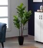 Green Polyester Artificial Fig Plant with Fiddle Leaves with Pot