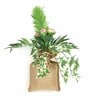 Green Polyester Artificial Marigold Hanging Bonsai Plant With Brown Jute Pot