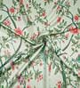 Green Floral Polyester 5 Ft Light Filtering Eyelet Window Curtains (Set of 2)