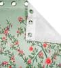 Green Floral Polyester 5 Ft Light Filtering Eyelet Window Curtains (Set of 2)