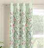 Green Floral Polyester 5 Ft Light Filtering Eyelet Window Curtain