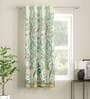 Green Floral Polyester 5 Ft Light Filtering Eyelet Window Curtain
