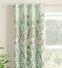 Green Floral Polyester 9 Ft Light Filtering Eyelet Door Curtain
