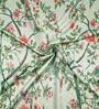 Green Floral Polyester 9 Ft Light Filtering Eyelet Door Curtain