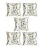 Green Floral Polyester Blend 16 x 16 Inch Cushion Covers (Set of 5)