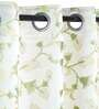 Green Floral Polyester 8 Ft Light Filtering Eyelet Door Curtain