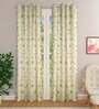 Green Floral Polyester 8 Ft Light Filtering Eyelet Door Curtain
