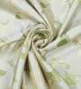 Green Floral Polyester 8 Ft Light Filtering Eyelet Door Curtain
