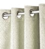 green Polyester Blend Geometric 7ft Light Filtering Eyelet Door Curtain