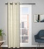 green Polyester Blend Geometric 7ft Light Filtering Eyelet Door Curtain