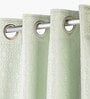 green Polyester Blend Geometric 7ft Light Filtering Eyelet Door Curtain