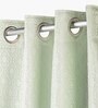 green Polyester Blend Geometric 8ft Light Filtering Eyelet Long Curtain