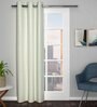 green Polyester Blend Geometric 9ft Light Filtering Eyelet Long Curtain