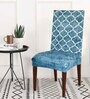 Blue Trellis Printed Polyester Blend 14x38 Inch Chair Covers (Set of 6)