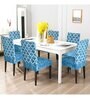 Blue Trellis Printed Polyester Blend 14x38 Inch Chair Covers (Set of 6)