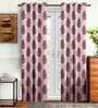 Red Floral Polyester 9 Ft Semisheer Eyelet Door Curtains (Set of 2)