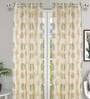 Gold Floral Polyester 7 Ft Light Filtering Eyelet Door Curtain