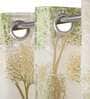 Gold Floral Polyester 7 Ft Light Filtering Eyelet Door Curtain