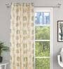 Gold Floral Polyester 7 Ft Light Filtering Eyelet Door Curtain