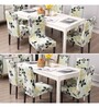 Green Polyester Floral Stretchable Chair Covers (Pack of 4)