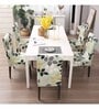 Green Polyester Floral Stretchable Chair Covers (Pack of 4)