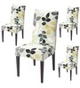 Green Polyester Floral Stretchable Chair Covers (Pack of 4)