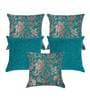 Green Floral Polyester 16 x 16 Inches Cushion Covers (Set of 5)