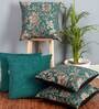 Green Floral Polyester 16 x 16 Inches Cushion Covers (Set of 5)