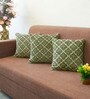 Green Polyester Floral 16x16 inches Cushion Covers Set of 3