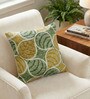 Green Polyester Floral 16x16 inches Cushion Cover