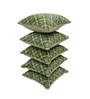 Green Polyester Floral 18x18 inches Cushion Covers Set of 5