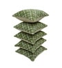 Green Polyester Floral 20x20 inches Cushion Covers Set of 5