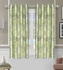 Green Polyester Floral Light Filtering Eyelet 5 Feet Window Curtains (2 Pc)
