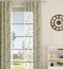 Green Floral Polyester 7 Ft Sheer Eyelet Door Curtain